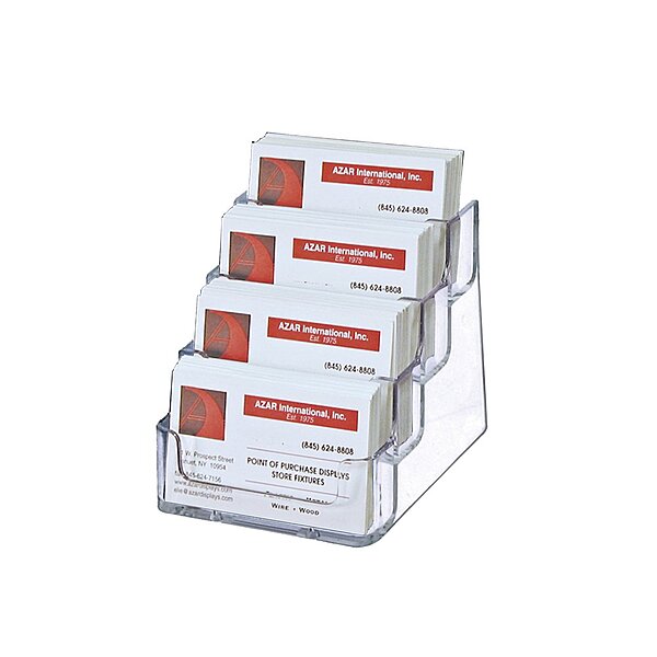 Azar Displays 252004 4 Tier Pocket Business Card Holder, Durable Clear Acrylic Business Card Holder for Desk