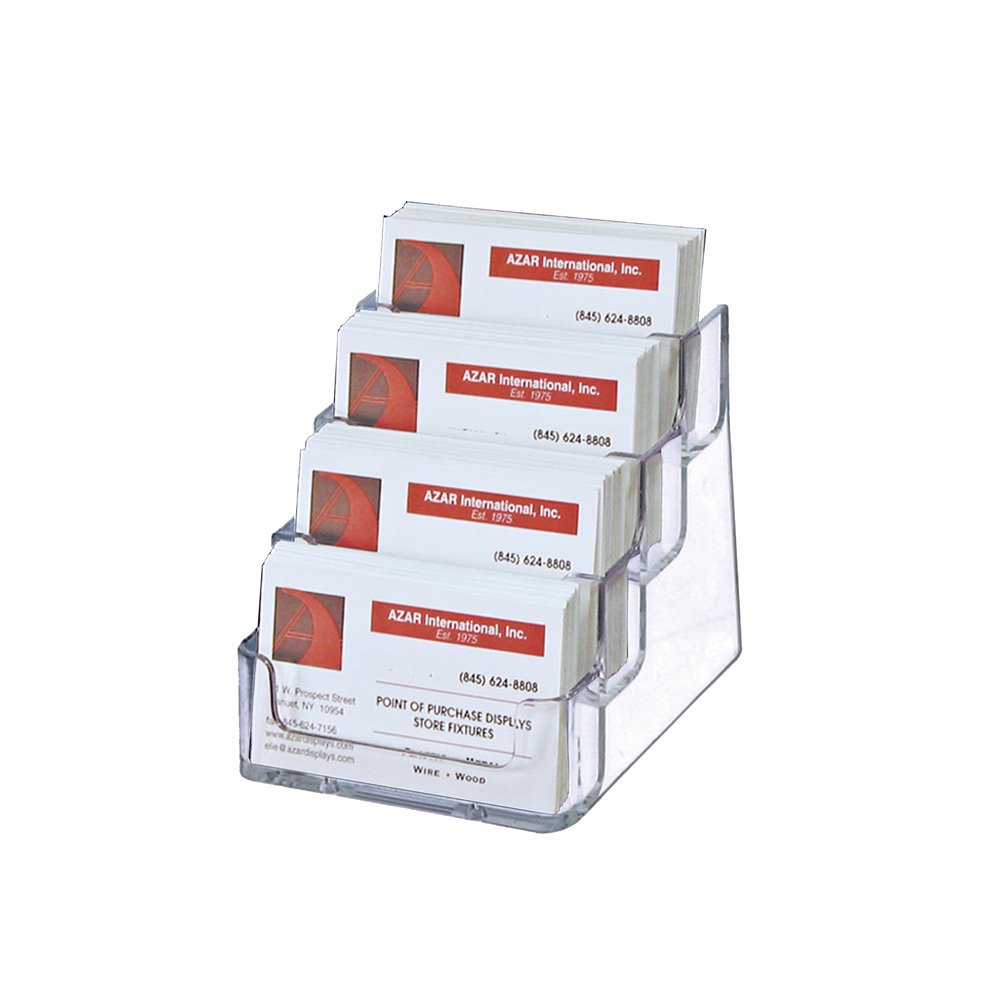 Azar Displays 252004 4 Tier Pocket Business Card Holder, Durable Clear Acrylic Business Card Holder for Desk