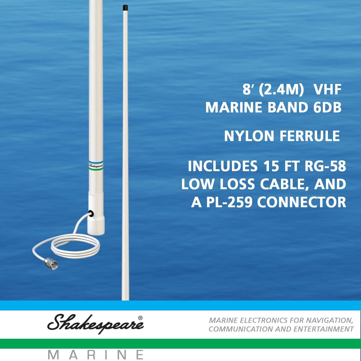 Shakespeare 5206-N White 8' Marine Antenna