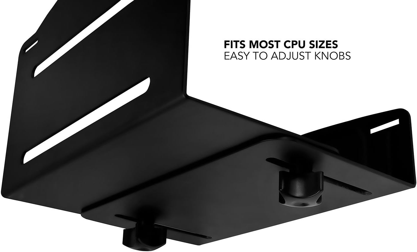 Mount-It! CPU Wall Mount Bracket, Desktop Computer Tower Holder with Safety Straps, Heavy Duty Size Adjustable CPU Holder