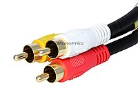 MONOPRICE Triple RCA Stereo Video Dubbing Composite Cable (RG59U)