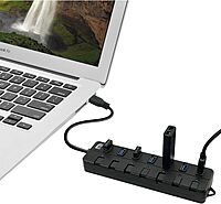 Adesso 7-Port USB 3.0 Hub with Individual Power Switch & Power Adapter