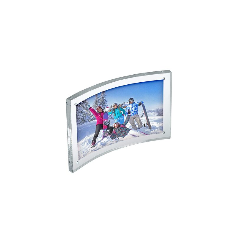Azar Displays Curved Magnetic Acrylic Sign Holders, 4in x 6in, Clear - Pack of 2