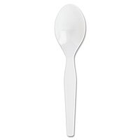 Genuine Joe Heavy/Medium Weight Plastic Spoon, White, 100 Count