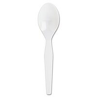 Genuine Joe Heavy/Medium Weight Plastic Spoon, White, 100 Count