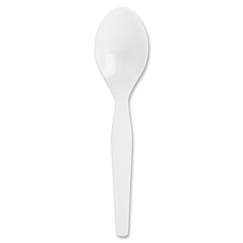 Genuine Joe Heavy/Medium Weight Plastic Spoon, White, 100 Count