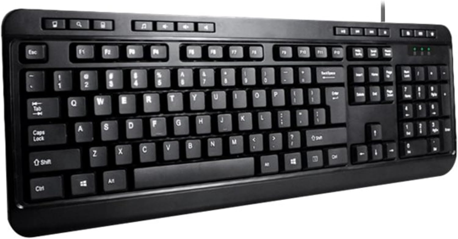 Adesso AKB-132PB Multimedia Desktop Keyboard, Black