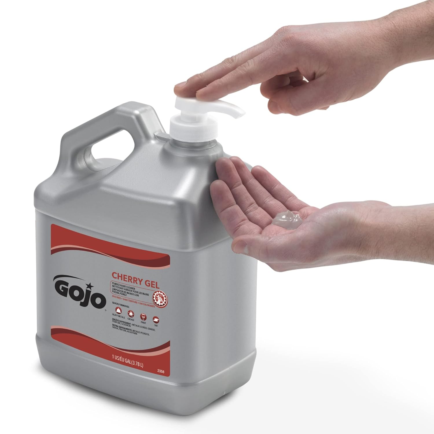 GOJO Cherry Gel Pumice Hand Cleaner Cherry Fragrance, 1 Gallon Hand Cleaner with Pumice in Pump Bottle (Pack of 1)