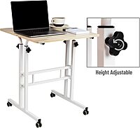 Mind Reader Standing Desk, Adjustable Height, Computer Desk, Laptop Desk, Portable, Rolling, 38"L x 21.25"W x 45.25"H, White