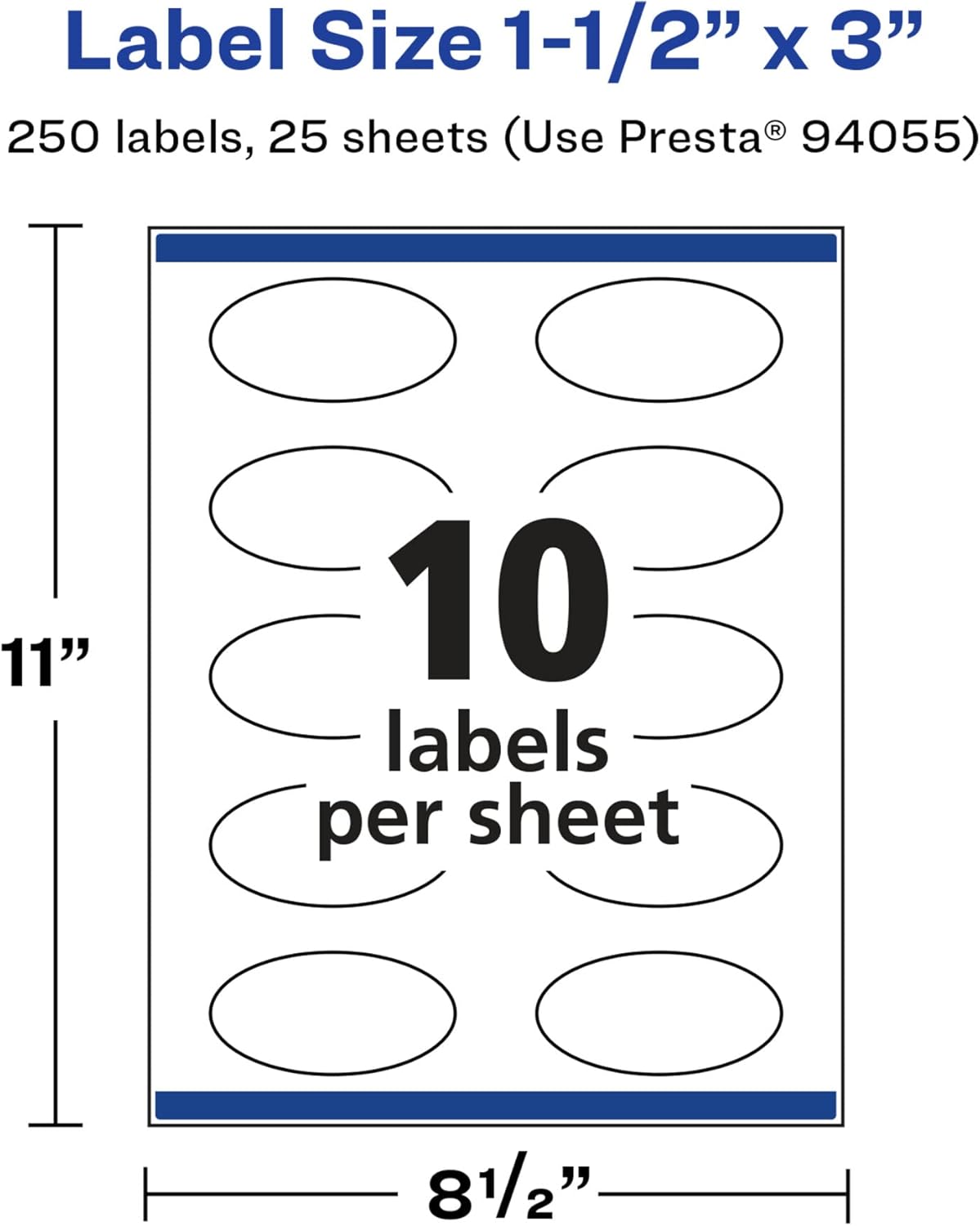 AVERY Glossy White Oval Labels Sure Feed Technology 1.5 x 3 Print-to-the-Edge Permanent Adhesive Laser/Inkjet Printable