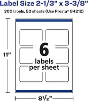 Avery Glossy White Rectangle Labels, Sure Feed Technology, 2-1/3" x 3-3/8", Print-to-The-Edge, Permanent Adhesive, Laser/Inkjet Printable