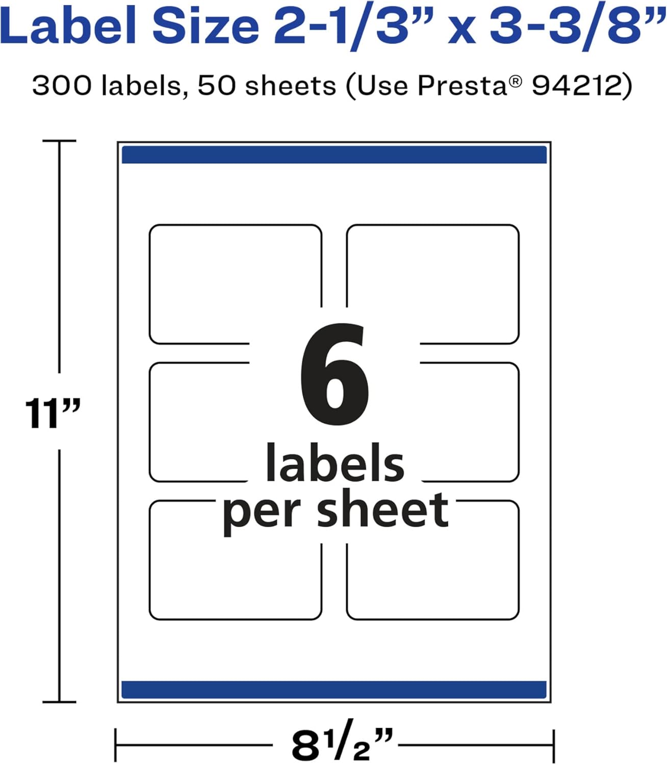 Avery Glossy White Rectangle Labels, Sure Feed Technology, 2-1/3" x 3-3/8", Print-to-The-Edge, Permanent Adhesive