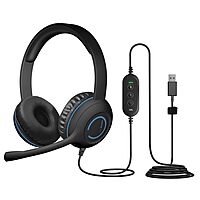 Cyber Acoustics Stereo USB Headset (AC-5008A), in-line Controls for Volume & Mic Mute, Adjustable Mic Boom for PC & Mac, Perfect for Classroom or Home USB-A