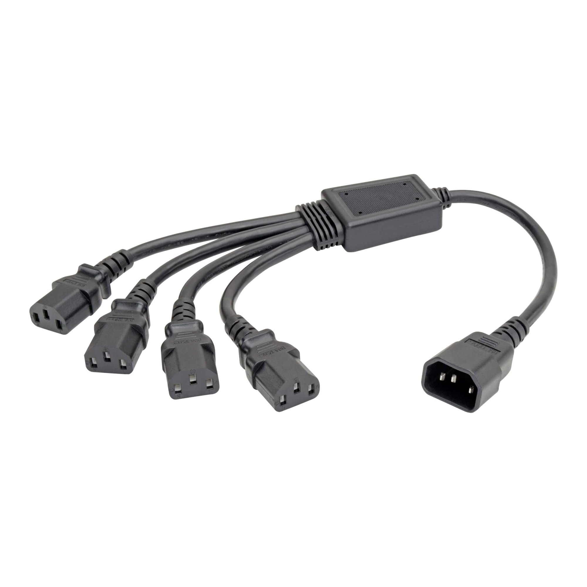 Tripp Lite Y Splitter Computer Power Cord 10A 18AWG C14 to 4xC13 Black 18in 18" (P004-18N-4XC13)