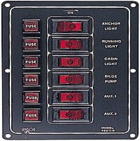 Sea-Dog 422110-1 Aluminum Vertical DC Switch Panel, 6 switches