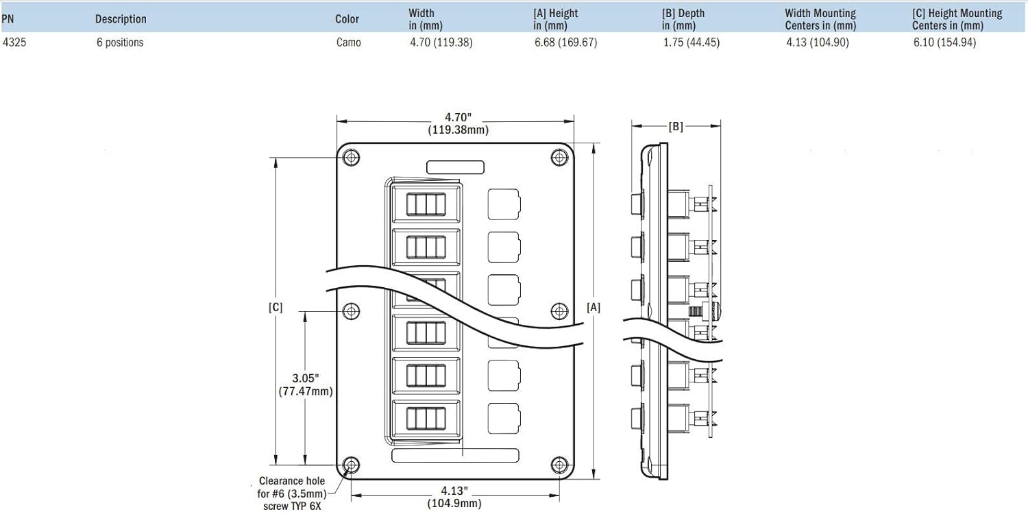 Blue Sea Systems Water-Resistant Circuit Breaker Switch Panel