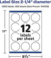 Avery Glossy Clear Round Labels, Sure Feed Technology, 2.25" Diameter, Print-to-The-Edge, Laser/Inkjet Printable