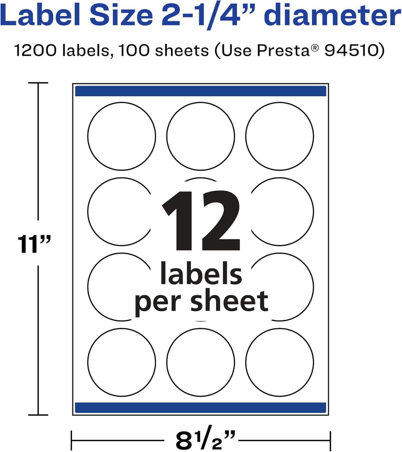 Avery Glossy Clear Round Labels, Sure Feed Technology, 2.25" Diameter, Print-to-The-Edge, Laser/Inkjet Printable