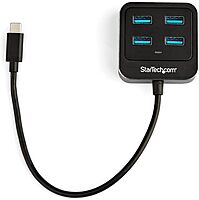 StarTech.com 4-Port USB C Hub - USB-C to 4X USB-A Ports - SuperSpeed 10Gbps USB 3.1/3.2 Gen 2 Type-C Hub - USB Bus Powered - Portable/Compact USB-C to USB Adapter Hub for Laptop - Aluminum (HB31C4AB)