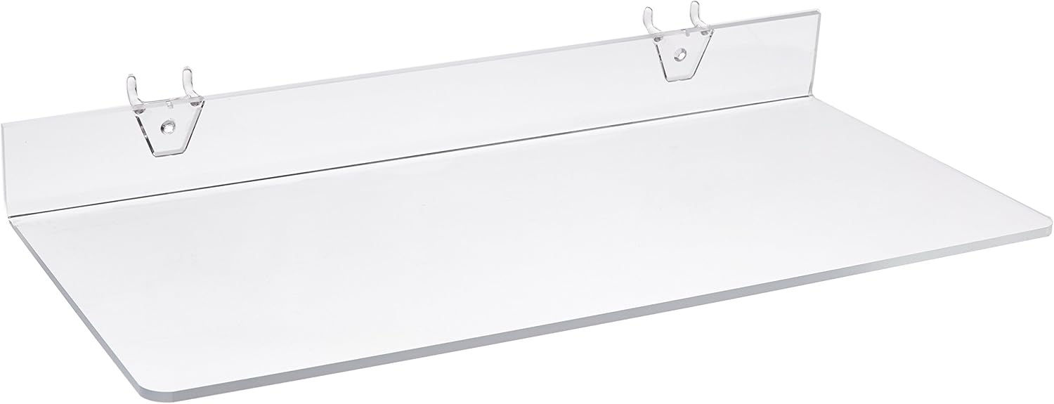 Azar Displays Clear Acrylic Shelf for Pegboard or Slatwall (4 Pack)