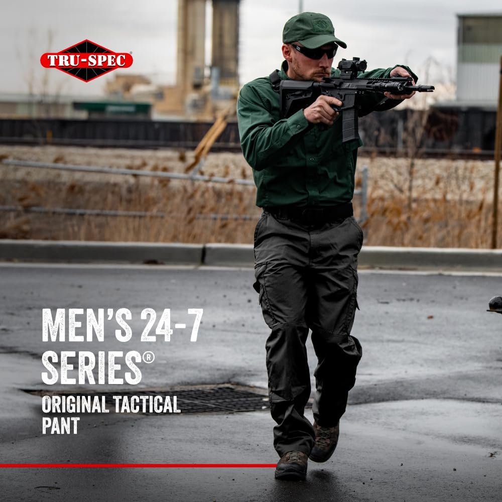TRU-SPEC 24-7 Original Tactical Pants for Men - Water-Resistant Cargo Work Pants with Concealed Carry - Openings - Brown