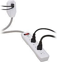 Tripp Lite Surge Protector Power Strip 7-Outlet with 2 USB Ports 6ft Cord White (TLP616USB)