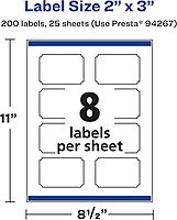 AVERY Glossy Clear Rectangle Scalloped Labels, Sure Feed Technology, 2" x 3"