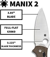Spyderco Manix 2 XL Brown Canvas Micarta CPM Cru-Wear Folding Pocket Knife and Micarta Handle - PlainEdge - C95MPCW2