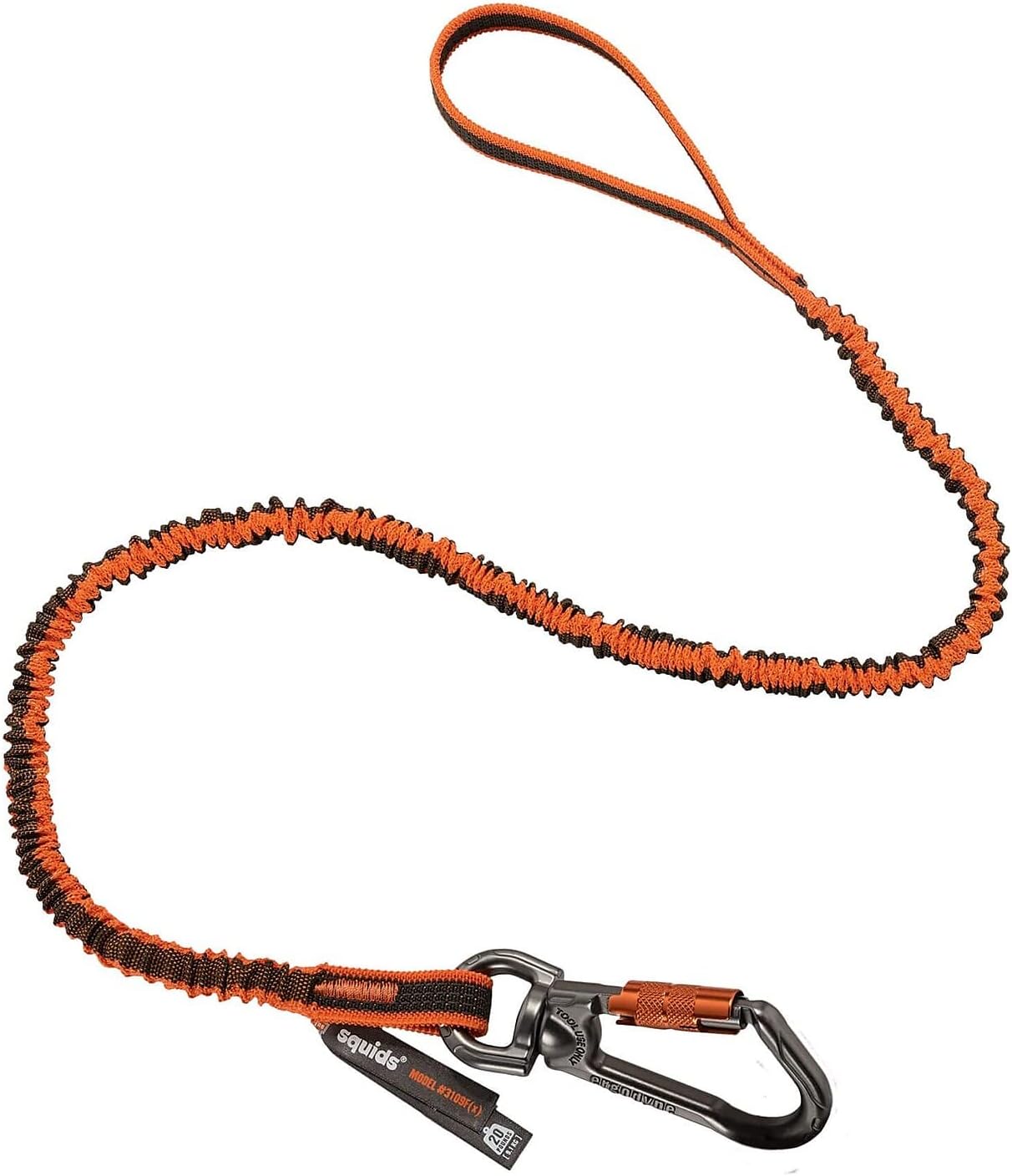 Shock Absorbing Tool Lanyard with Swiveling Locking Carabiner, Tool Weight Capacity 25lbs, Ergodyne Squids 3109 f(x)