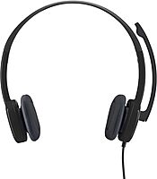 Logitech H151 Wired Headset, Analog Stereo Headphones with Rotating Noise-Cancelling Microphone, 3.5 mm Audio Jack, In-Line Controls, PC/Mac/Laptop/Tablet/Smartphone - Black