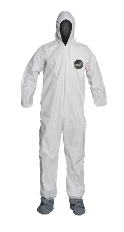 DuPont ProShield 50 Protective Coverall with Standard Fit Hood and Serged Seams, White, 2X-Large, 25-Pack