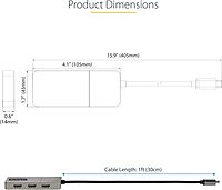 StarTech.com 3-Port USB-C Multi-Monitor Adapter, USB Type-C to 3x HDMI MST Hub, Triple 4K 60Hz HDMI Laptop Display Extender / Splitter, HDR, Extra-Long Built-In Cable, Windows (MST14CD123HD)