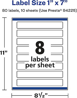 Avery Glossy Clear Rectangle Labels, Sure Feed Technology, 1" x 7", 80 Glossy Clear Labels, Print-to-The-Edge, Laser/Inkjet Printable 80 labels