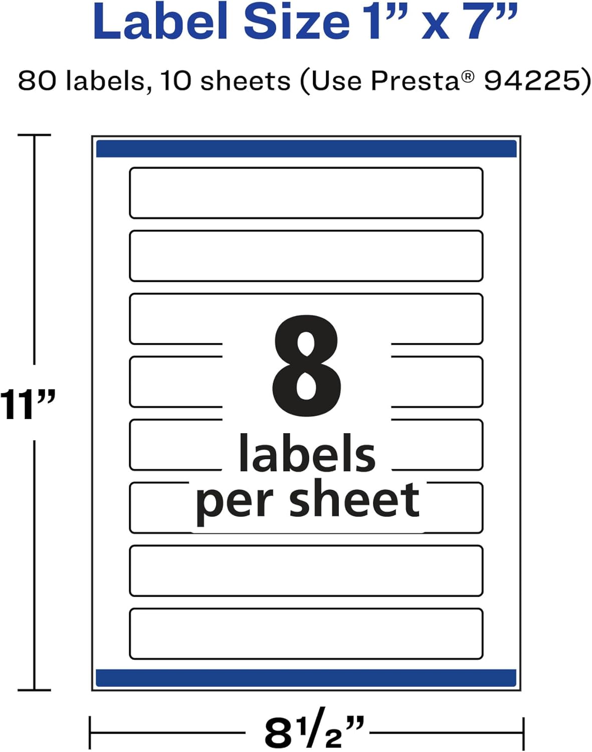 Avery Glossy Clear Rectangle Labels, Sure Feed Technology, 1" x 7", 80 Glossy Clear Labels, Print-to-The-Edge