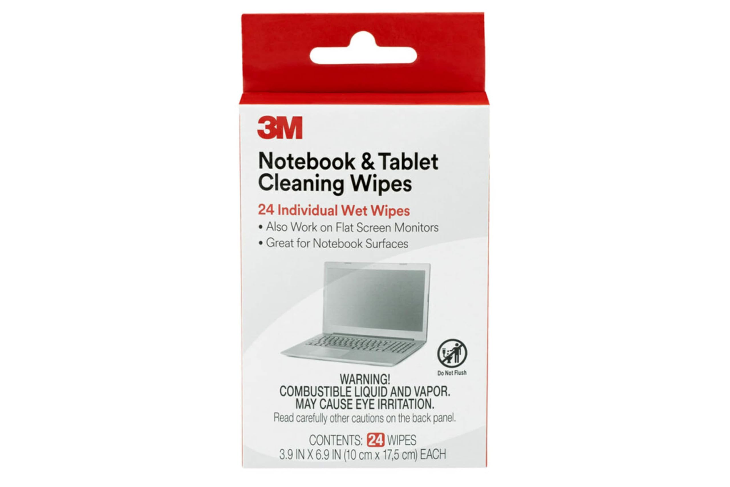 3M Notebook Screen Cleaning Wipes, 3.9 x 6.9 Inches (CL630), White, 24 individual wet wipes (Packaging may vary)