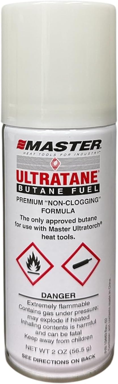 Master Appliance Ultratane Premium Butane Fuel 6-Pack, 2 oz cans, 56.5 Grams, Triple Refined Non-Clogging Formula