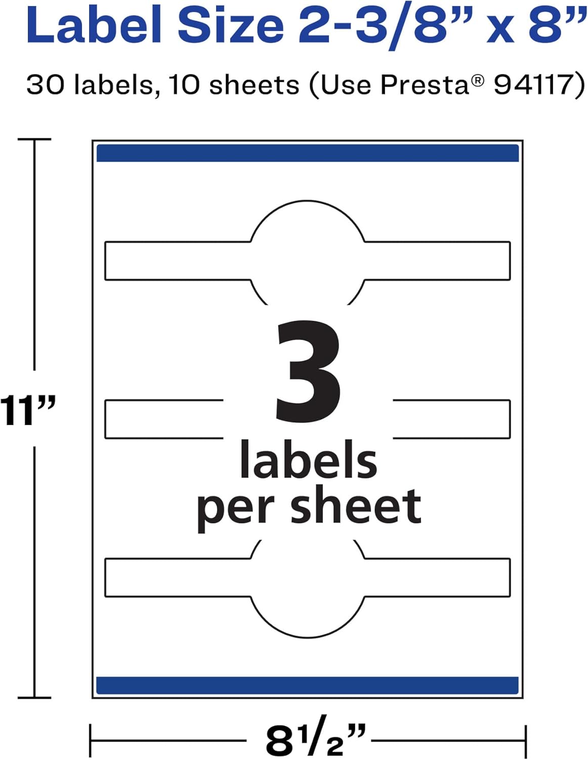 AVERY Durable Waterproof Wraparound Band Labels, Sure Feed Technology, 2-3/8" x 8", Cigar Band Labels