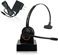 Spracht HS-2050 Single Ear Wireless Bluetooth Headset with Base Station | Noise Cancelling Headphones with Microphone for Pc