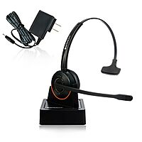 Spracht HS-2050 Single Ear Wireless Bluetooth Headset with Base Station | Noise Cancelling Headphones with Microphone for Pc