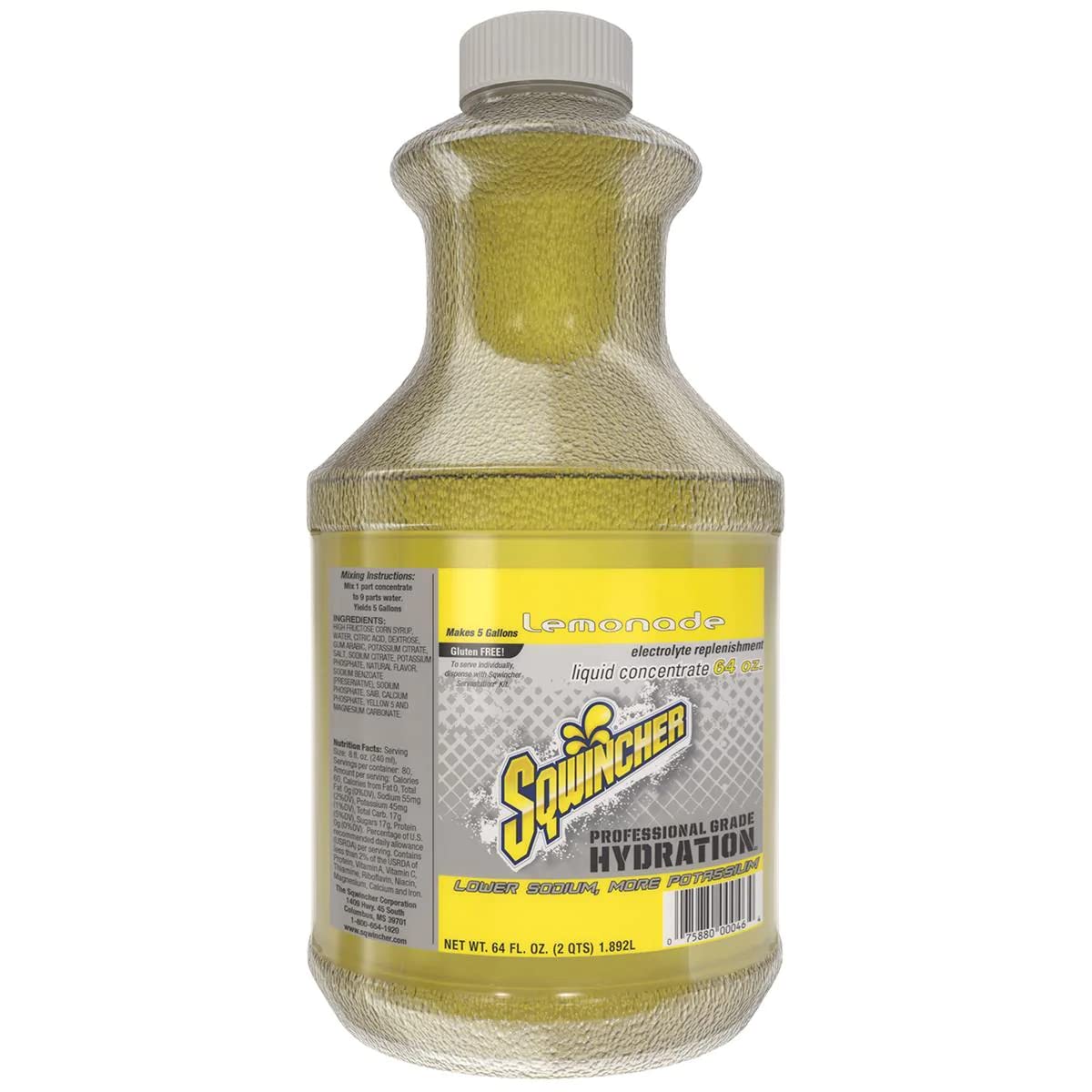 Sqwincher Liquid Concentrate | Lemonade Flavored | Low Calorie | Low Sodium | Electrolyte Replenishment Hydration Drink Mix