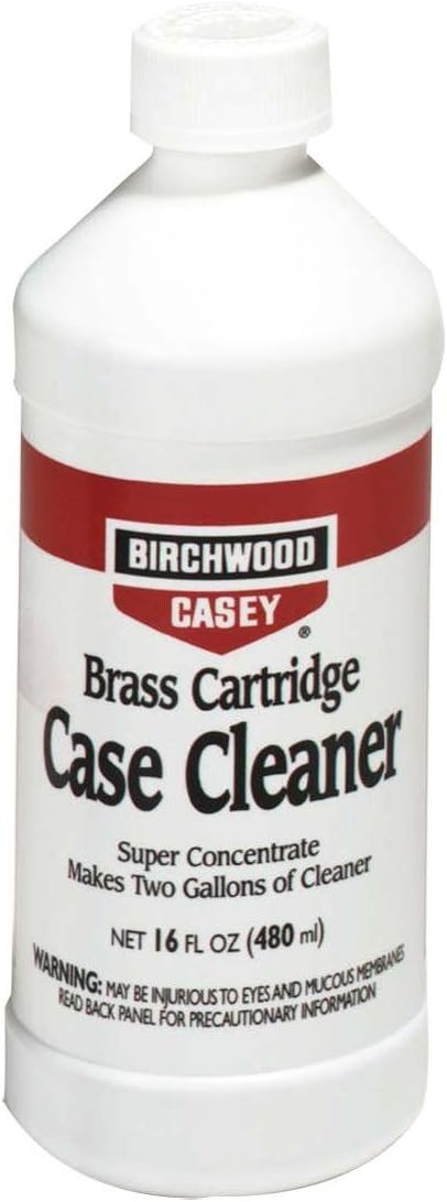 Birchwood Casey Brass Cartridge Case Cleaner, 16oz | Safe Reusable Super Concentrate Cleaning Solution for Removing