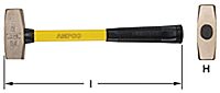 Ampco Safety Tools H-17FG Double Face Machinists Hammer, Non-Sparking, Non-Magnetic, Corrosion Resistant, 3 lb, 15" OAL