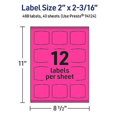 Avery Printable Arched Square Labels with Sure Feed Technology, Print-to-The-Edge, Laser/Inkjet