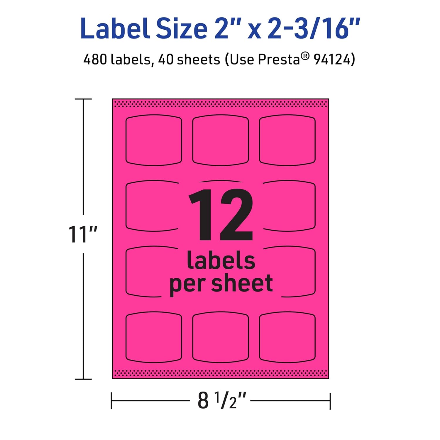 Avery Printable Arched Square Labels with Sure Feed Technology, Print-to-The-Edge, Laser/Inkjet