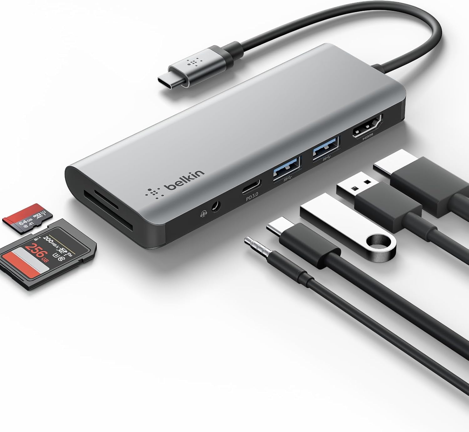 Belkin USB-C MultiPort Docking Station with 4K HDMI, SD & microSD Card Readers and USB-A Ports