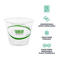 ECO PRODUCTS GreenStripe Clear Compostable 9oz PLA Plastic Cups, Case of 1000, Disposable Renewable Plant-Based Cold Cups