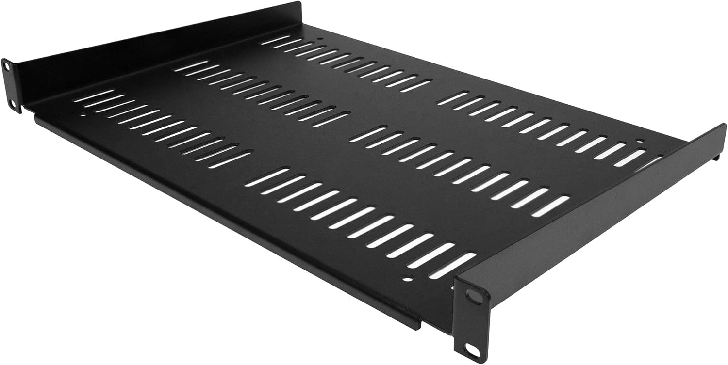 StarTech.com 1U Server Rack Shelf - Universal Vented Rack Mount Cantilever Tray for 19" Network Equipment Rack & Cabinet - Durable Design - Weight Capacity 55lb/25kg - 12" Deep (SHELF-1U-12-FIXED-V)