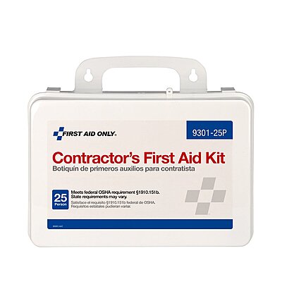 First Aid Only 9301-25P 25-Person Contractor's First Aid Kit for Home Renovation, Job Sites, and Construction Vehicles
