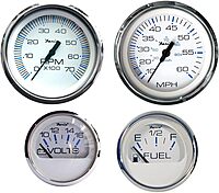 Faria Beede Instruments Faria KTF002 O/B 4-Gauge Boxed Set - Chesapeake White, Stainless Steel