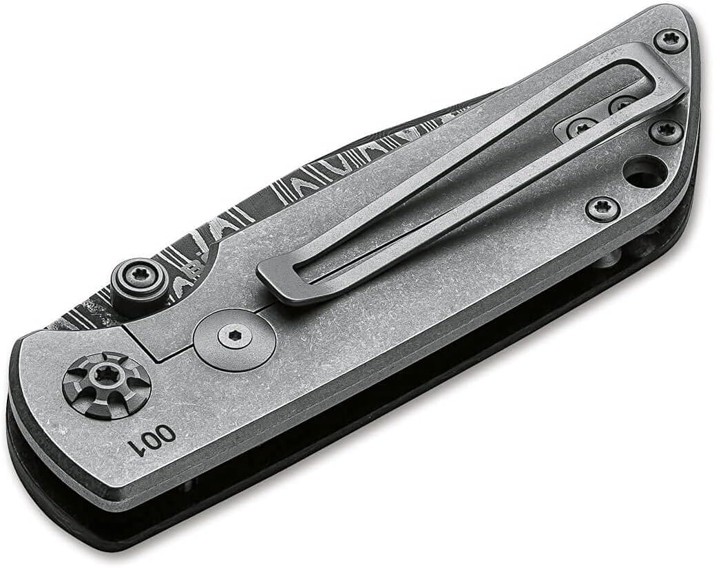 Böker Manukaftur Solingen M4 Sherman Damascus - Folding Collector's Pocket Knife Crafted from Recovered M4 Tank Materials